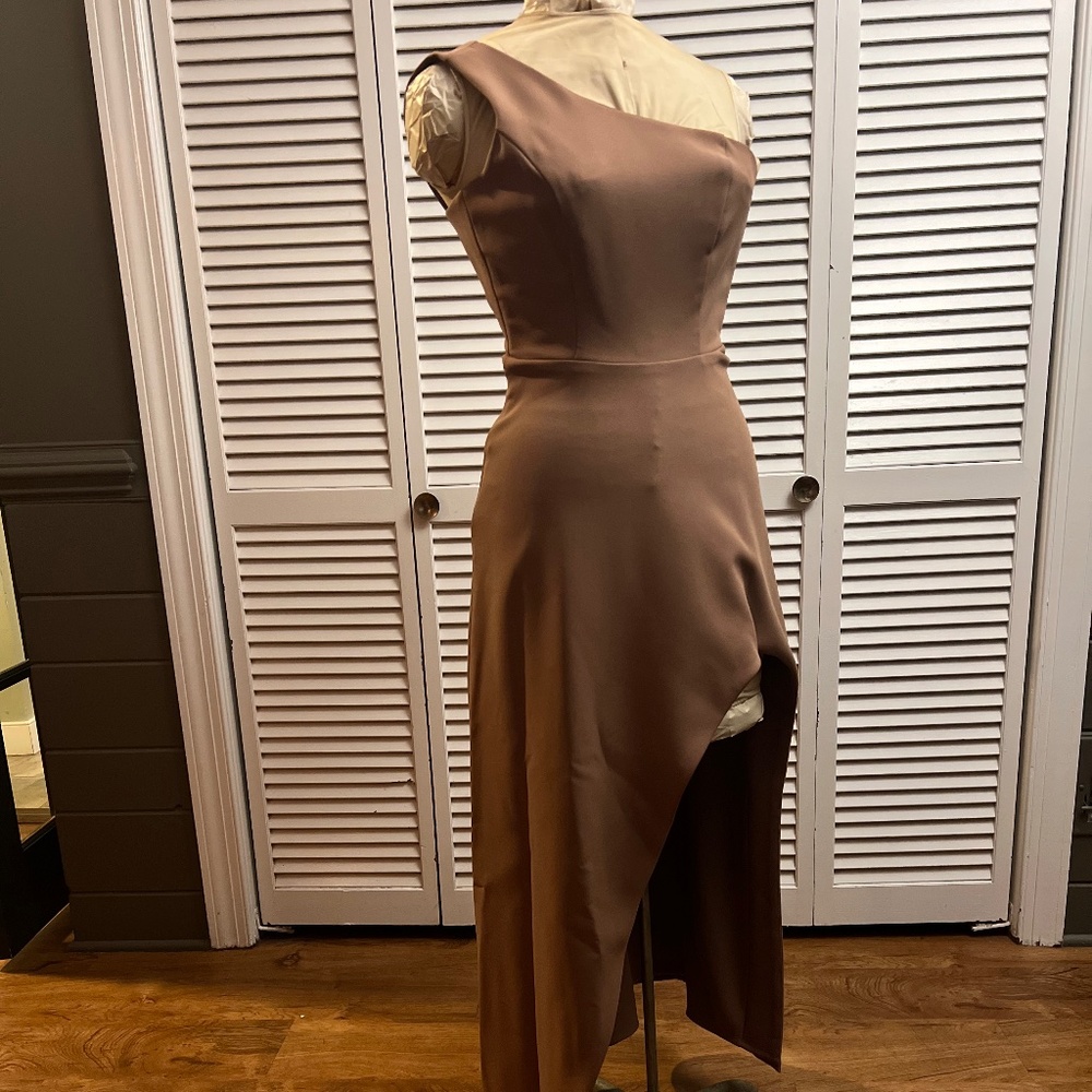 Petite Asymetric Sassy Brown Gown